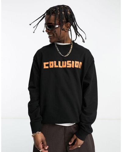 Collusion Tape Logo Sweatshirt - Black