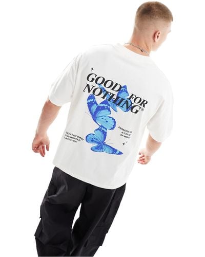 Good For Nothing Butterfly Graphic Back T-shirt - White