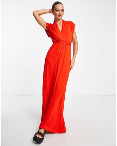French Connection Jersey Maxi-jurk Met Strikdetail - Rood