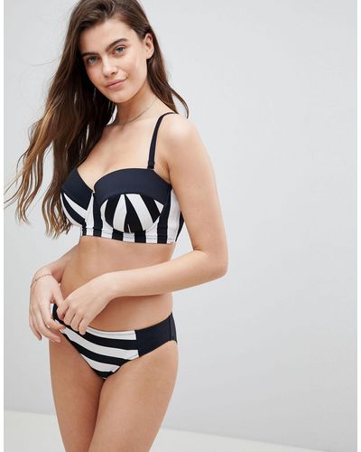 Pour Moi Stripe Bustier Bikini Top - Black