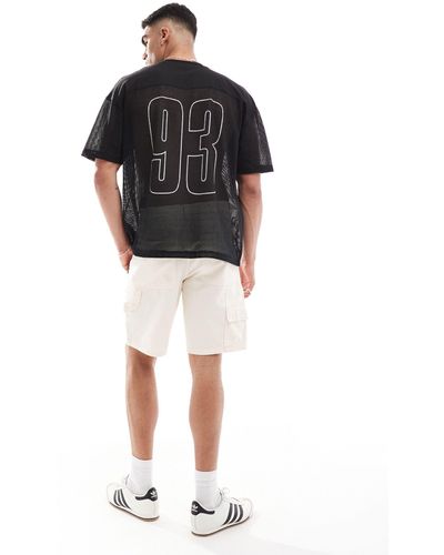 ASOS – oversize-t-shirt aus netzstoff mit jersey-einsätzen - Schwarz