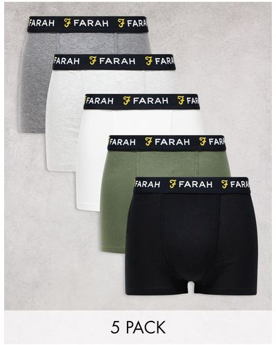 Farah Friott - confezione da 5 boxer neri, grigi, kaki e bianchi - Bianco
