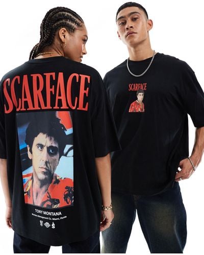 ASOS Unisex Oversized T-shirt With Scarface Graphic Prints - Blue