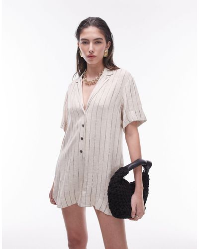 TOPSHOP Button Down Romper - White