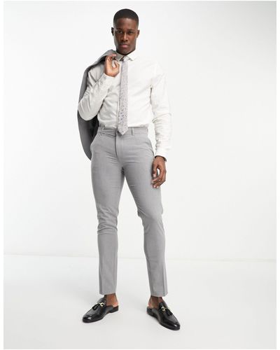 New Look Pantaloni da abito skinny grigi - Bianco
