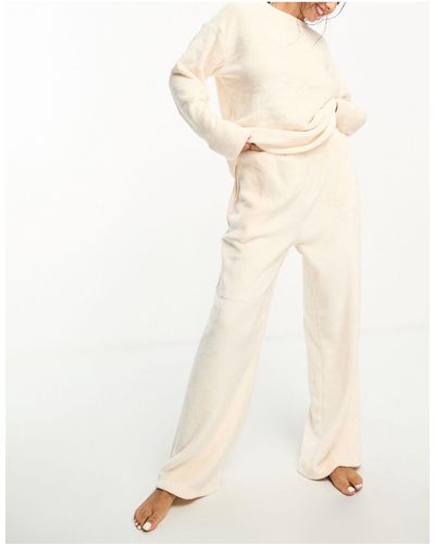 ASOS Lounge Super Soft Fleece Sweat & Trousers Set - White