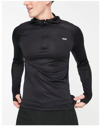 ASOS 4505 Trail Run - T-shirt Met Lange Mouwen En Capuchon - Zwart