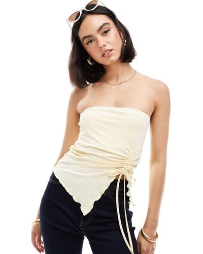 ASOS Ruched Bandeau Top - White