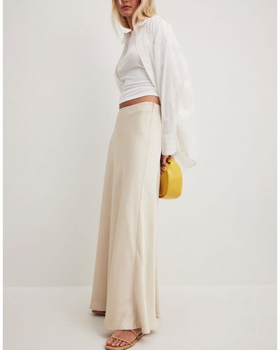 NA-KD Volume Satin Maxi Skirt - Natural