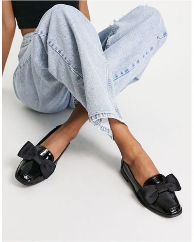 ASOS Mentor Bow Loafer Flat Shoes - Blue