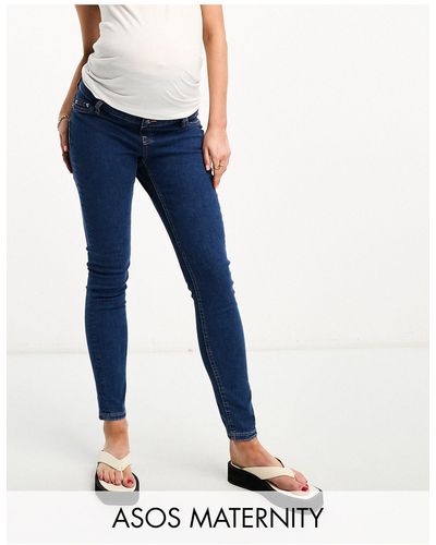 ASOS Asos Design Maternity - Skinny Jeans Met Over - Blauw