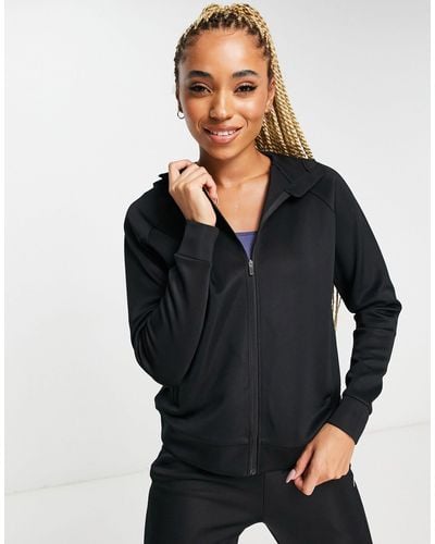 ASOS 4505 Sudadera negra con capucha, cremallera y logo - Negro