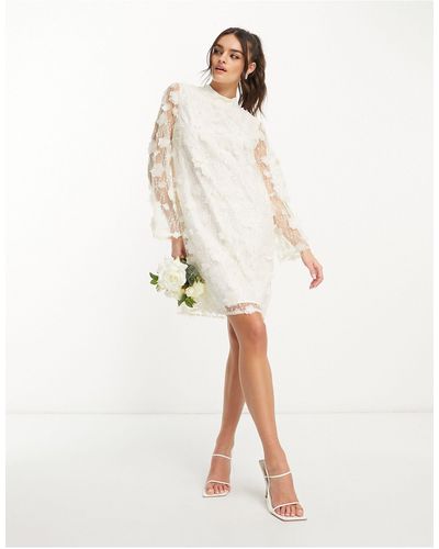 Y.A.S Bridal - vestito corto da sposa a fiori 3d - Neutro