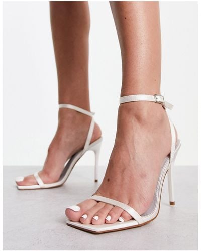 Truffle Collection Barely There Square Toe Stiletto Heeled Sandals - Pink