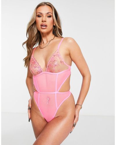 ASOS Darcy - body doux brillant à broderie - Rose