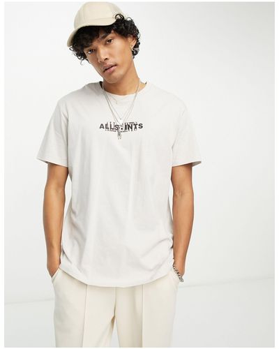 AllSaints Veil - T-shirt Met Grafische Print - Wit