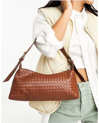 Glamorous Woven Shoulder Bag - Brown