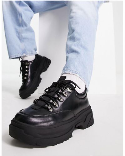 ASOS Veterschoenen Van Imitatieleer Met Dikke Zool - Zwart