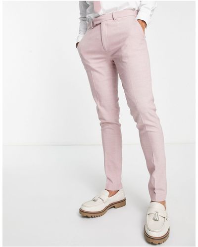 ASOS Smart Oxford Skinny Suit Trousers - Pink
