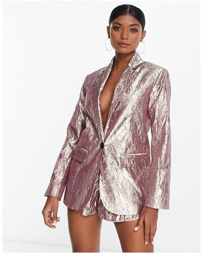 ASOS Metallic Nipped Waist Suit Blazer