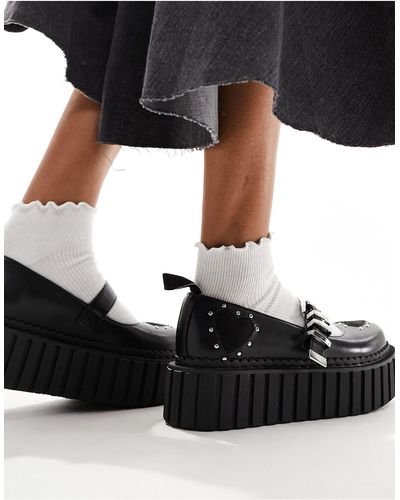 LAMODA Zapatos creeper negros con detalle