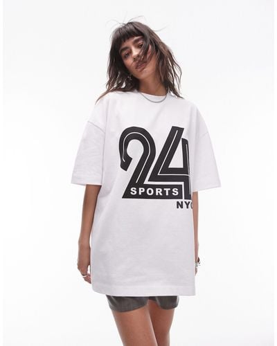 TOPSHOP Graphic 24 Sports Nyc Tee - White