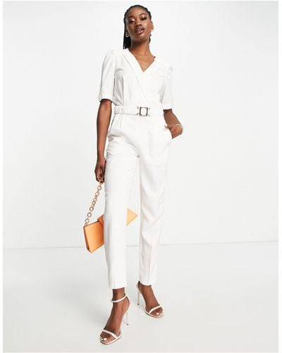Morgan Tailored Jumpsuit With Belt - White