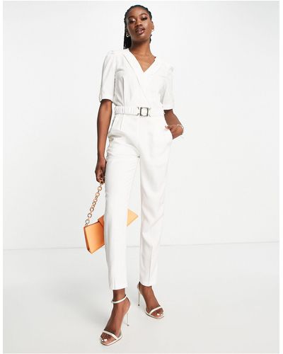 Morgan Tuta jumpsuit sartoriale bianca con cintura - Bianco