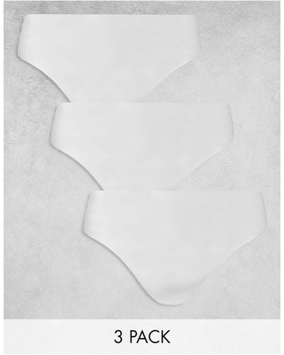 ASOS Curve 3 Pack No Vpl & Lace Thong - White