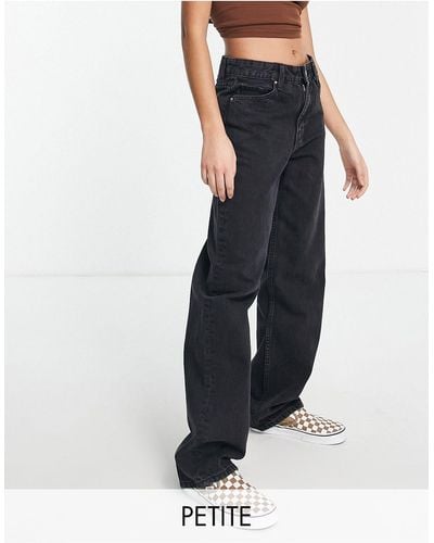 Bershka Petite - Dad Jeans Met Hoge Taille - Zwart