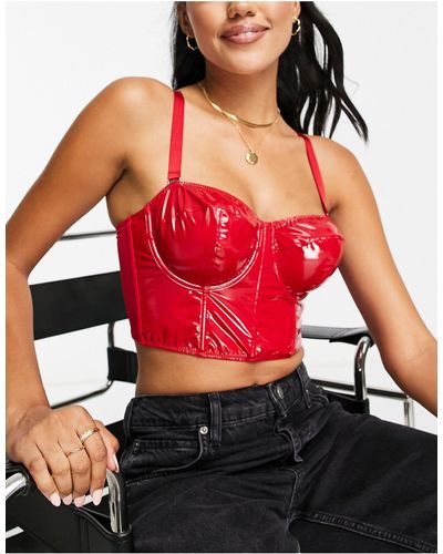 ASOS Fuller Bust Bette Vinyl Underwi Corset With Removable Straps - Red