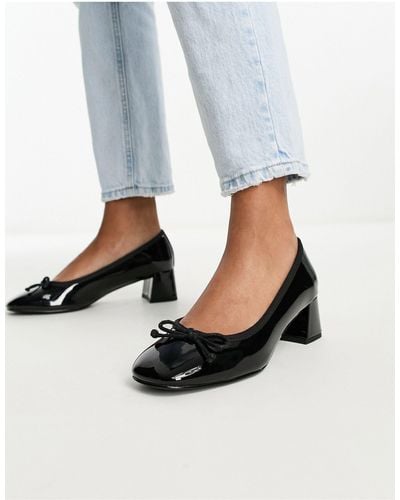 ASOS Steffie Bow Detail Mid Block Heeled Shoes - Blue