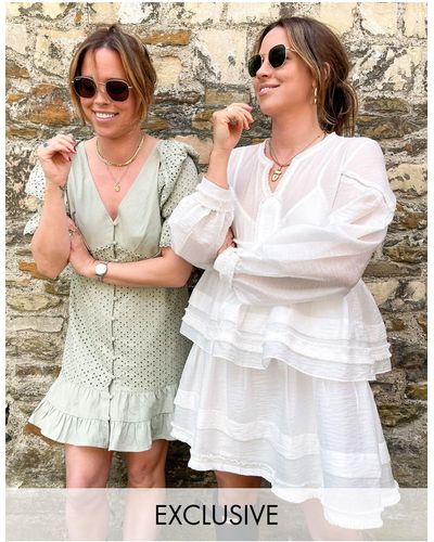Labelrail X collyer twins - vestito corto abbottonato - Bianco
