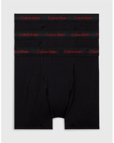 Calvin Klein 3 Pack Boxer Briefs - Cotton Stretch Wicking - Black