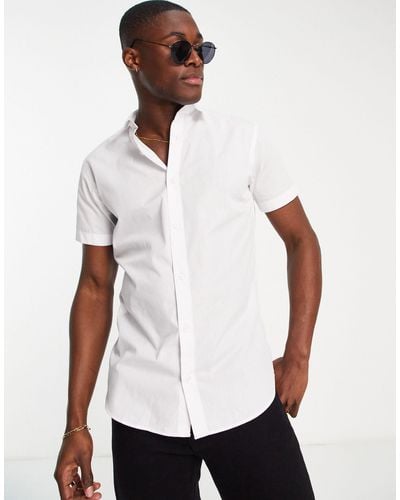 Jack & Jones Originals Short Sleeve Stretch Cotton Shirt - White