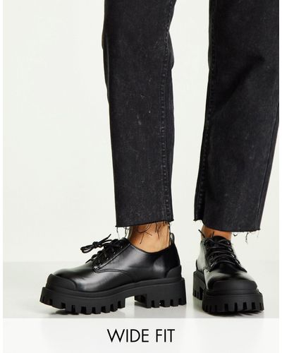 ASOS Mayan - chaussures plates chunky pointure large à lacets - Noir
