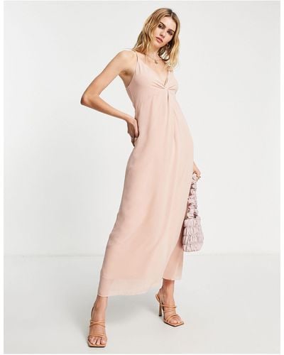 Vila Bridesmaids Midi Dress With Twist Front - Pink