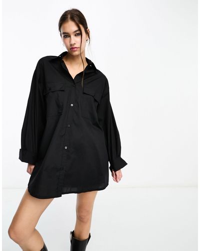 ASOS Oversized Shirt With Wide Cuff Detail - Black