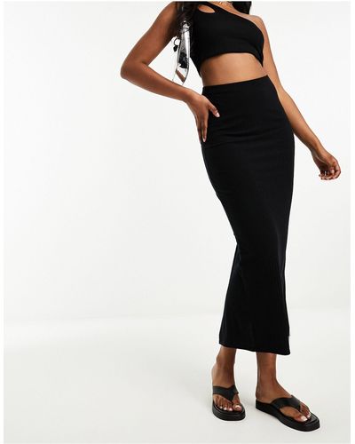 New Look Ribbed Midaxi Skirt - Black