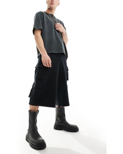 ASOS Pantalones cortos 3/4 s estilo paracaidista con 4 bolsillos - Negro
