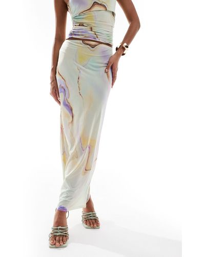 ASOS Falda larga ceñida con estampado marmolado - Multicolor