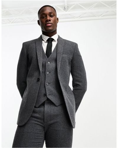 ASOS Skinny Wool Mix Suit Jacket - Black