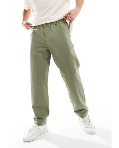 Ben Sherman Linen Blend Smart Trouser - Green