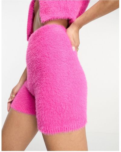 Missy Empire Fluffy Shorts Co-ord - Pink