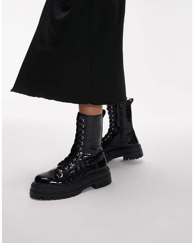 TOPSHOP Karter Lace Up Boots - Black