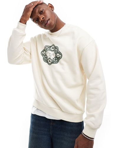 ASOS Oversized Sweatshirt With Lace Chest Print - White