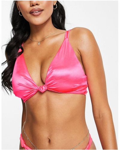 ASOS Fuller Bust Mix And Match Knot Detail Bikini Top - Pink