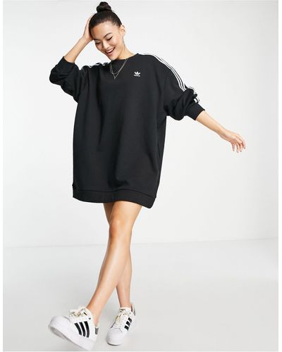 adidas Originals Sweater-jurk Met Drie Strepen - Zwart