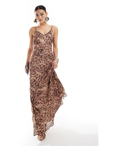 River Island Leopard Print Maxi Slip Dress - Brown