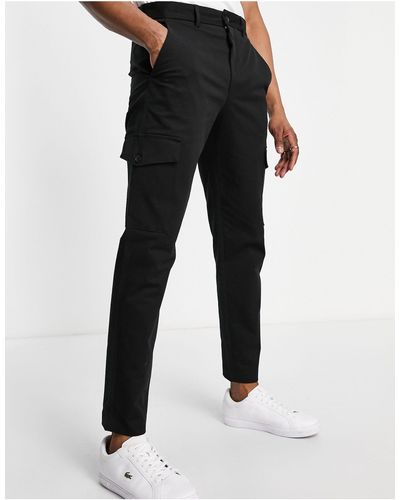 SELECTED Pantalon cargo slim fuselé - Noir